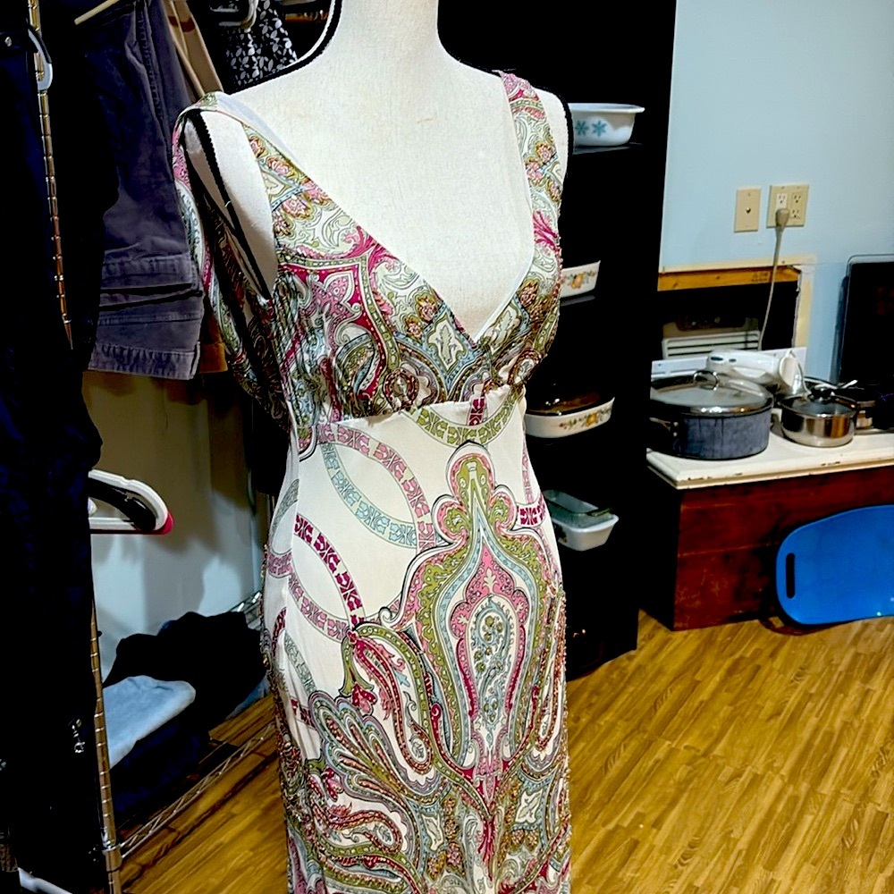 Nicole Miller Elegant Paisley Print Dress 100% silk - Picture 4 of 10